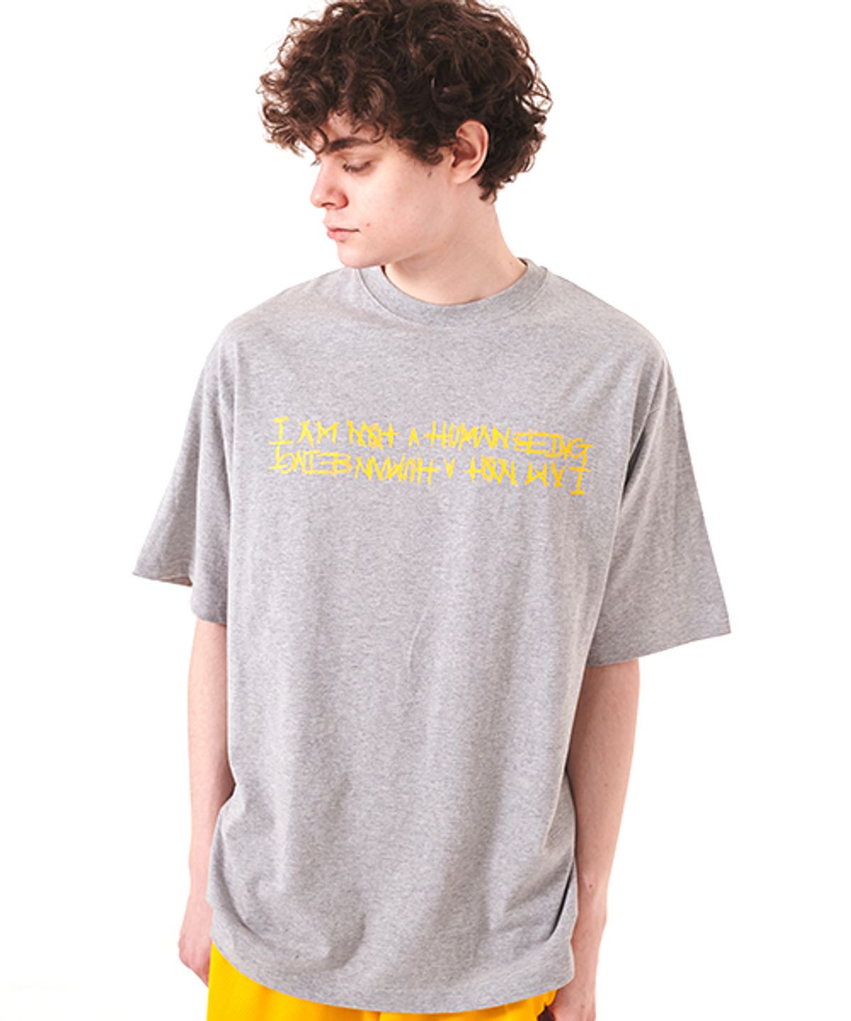 아임낫어휴먼비잉(I AM NOT A HUMAN BEING) BASIC LOGO SHORT SLEEVE T-SHIRT - GREY