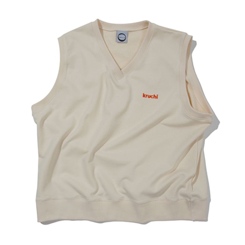 LOGO V NECK SWEAT VEST (CREAM)