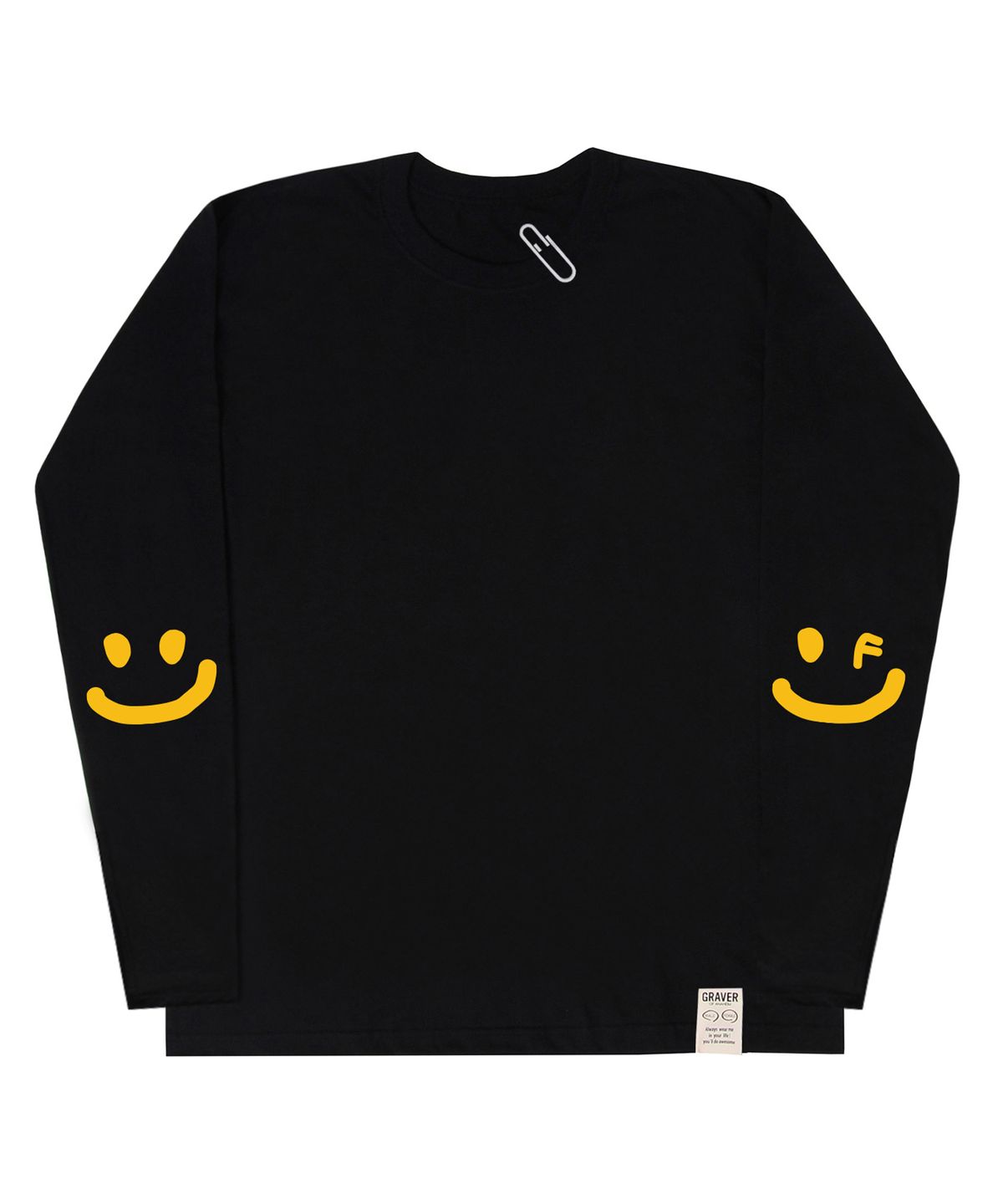 그레이버(GRAVER) [UNISEX]엘보우 드로잉 스마일 롱슬리브_블랙