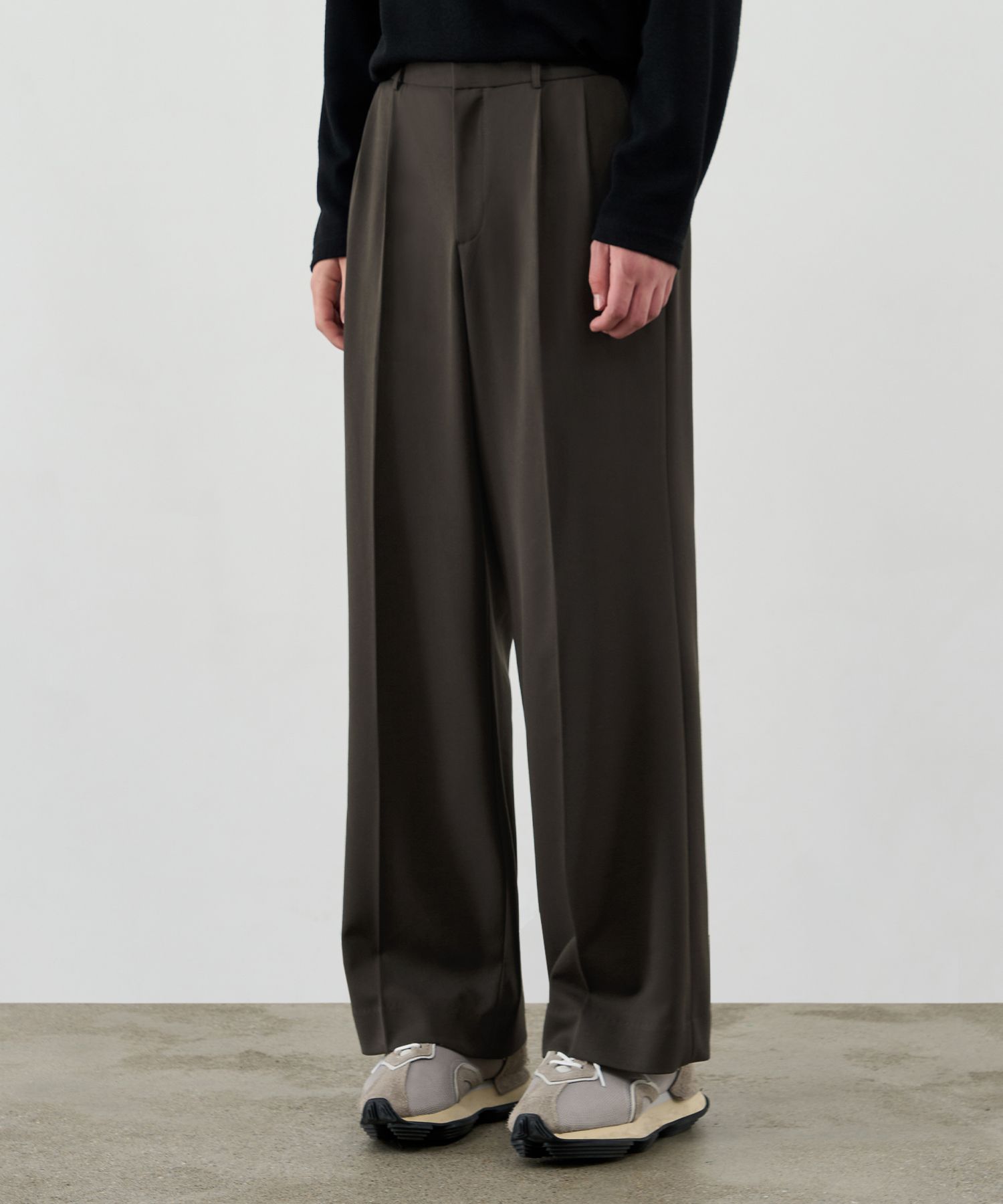 MUSINSA | DRAW FIT Moz Wool Wide Slacks [DARK BROWN]