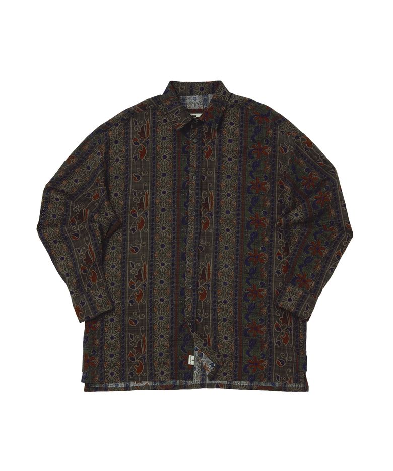 WOOD-CUT DROP-SHOULDER SHIRT (Khaki)