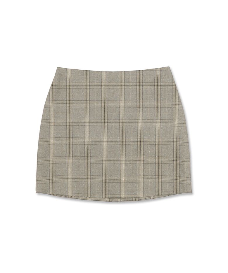 TWINKLED CHECK SKIRT [BEIGE]