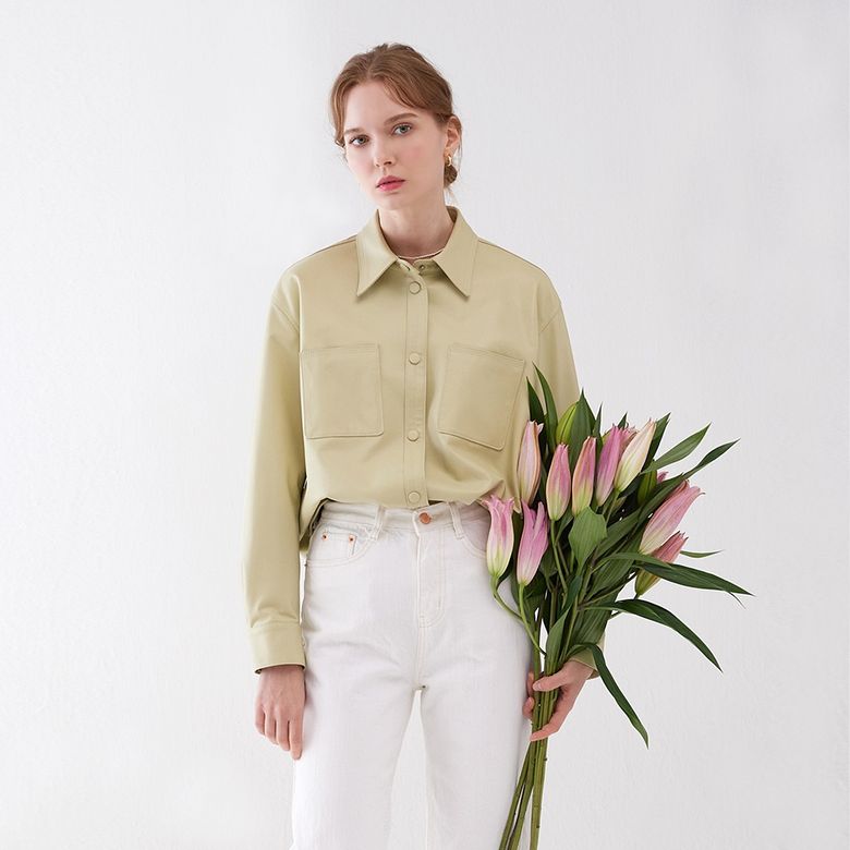 LAMB SKIN LOOSE FIT SHIRTS LIGHT LIME