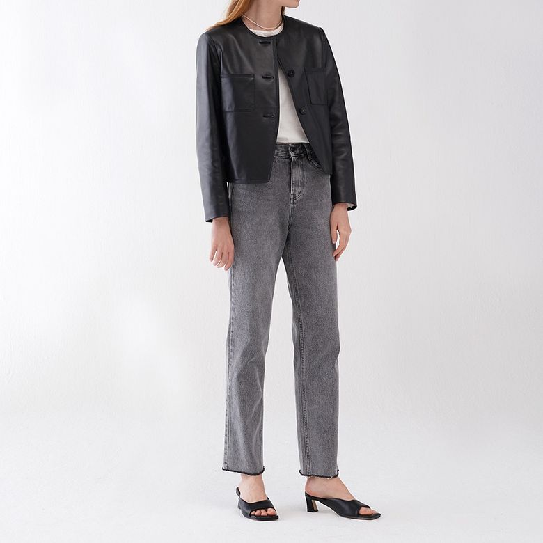 SALT WASHING SEMI BAGGY FIT DENIM GREY
