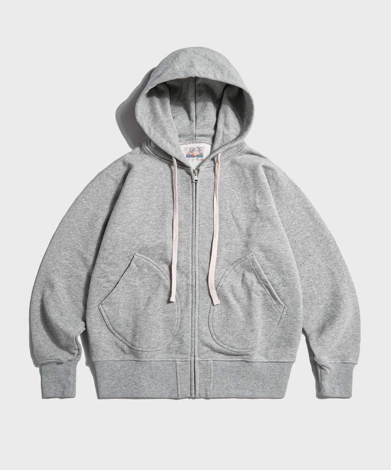 17.5 oz Terry Cloth 2Way Zip-Up Hoodie Kr Ver. Grey