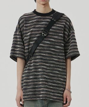 MIXED BOUCLE KNIT HALF SLEEVE MULTI