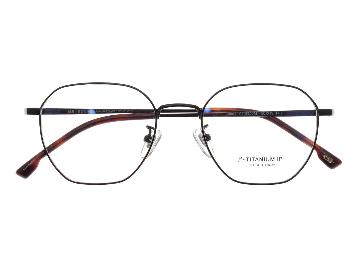 알로아이웨어(ALO EYEWEAR) [ALOXROUNZ] AR8008A C1 폴리곤 베타티타늄 IP도금 안경