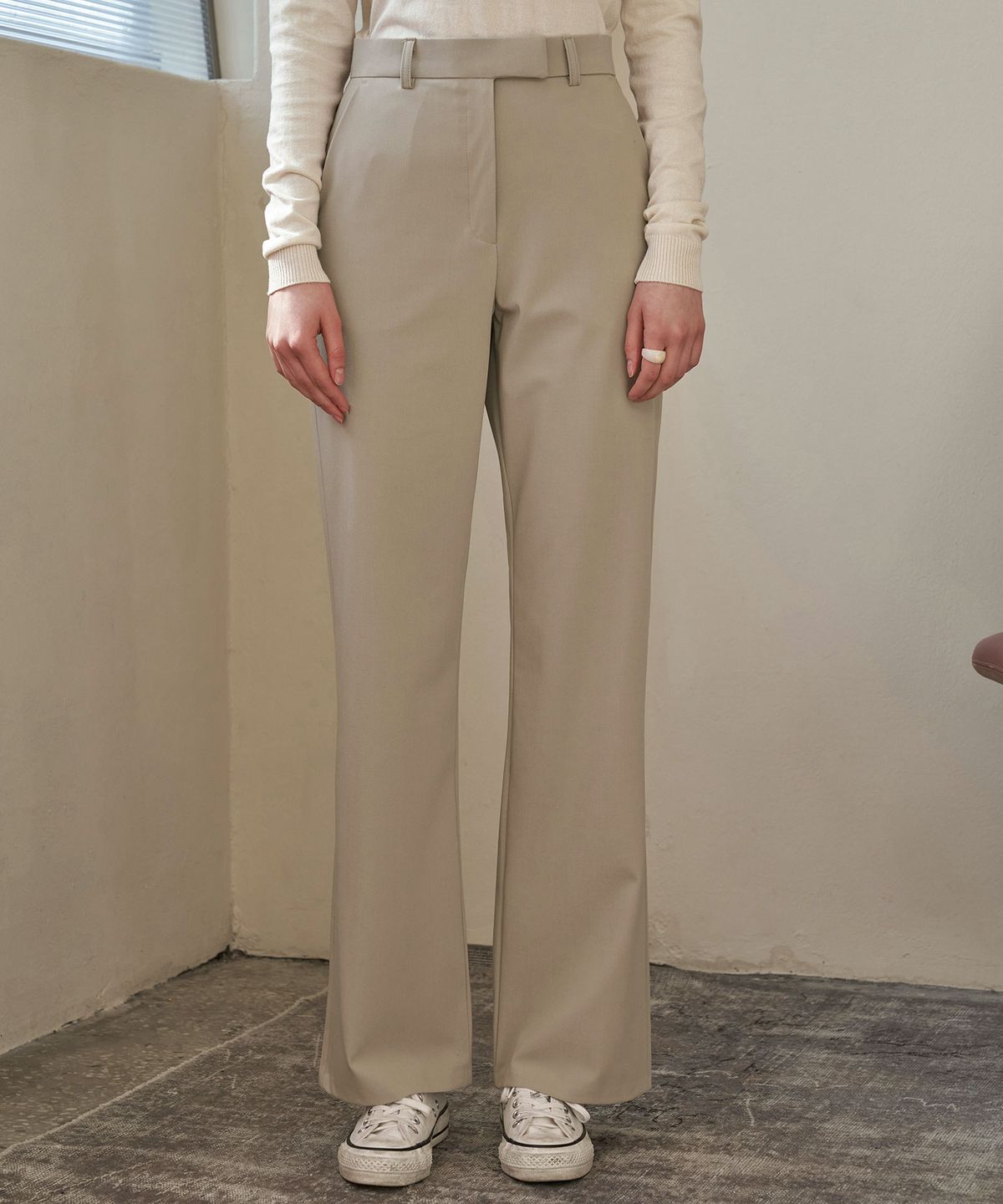 시야쥬(SIYAZU) SIPT7023 Long Wide Slacks_Sand beige
