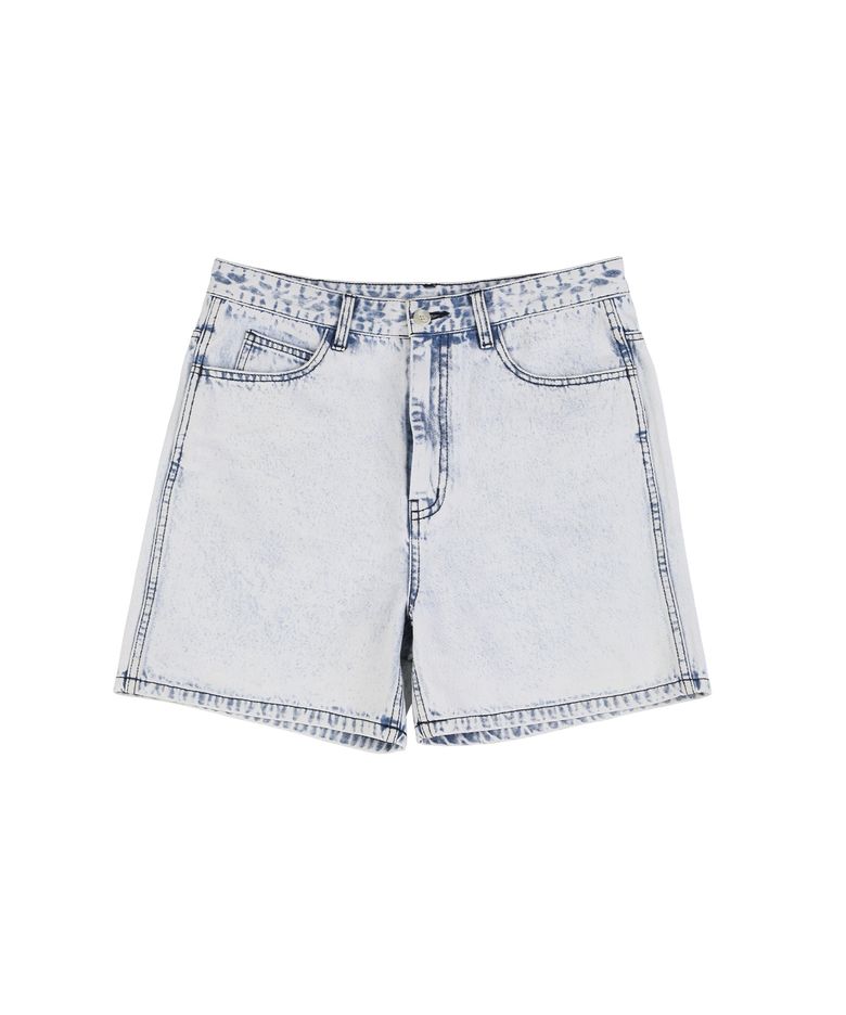 Washed Denim Shorts [White]