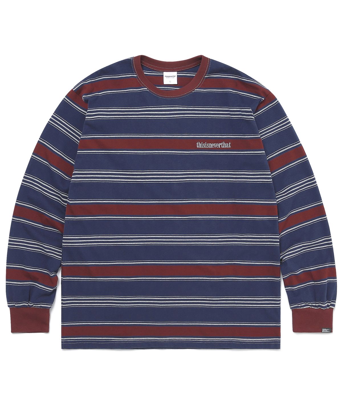 디스이즈네버댓(THISISNEVERTHAT) Onyx Striped L/SL Top Burgundy/Grey