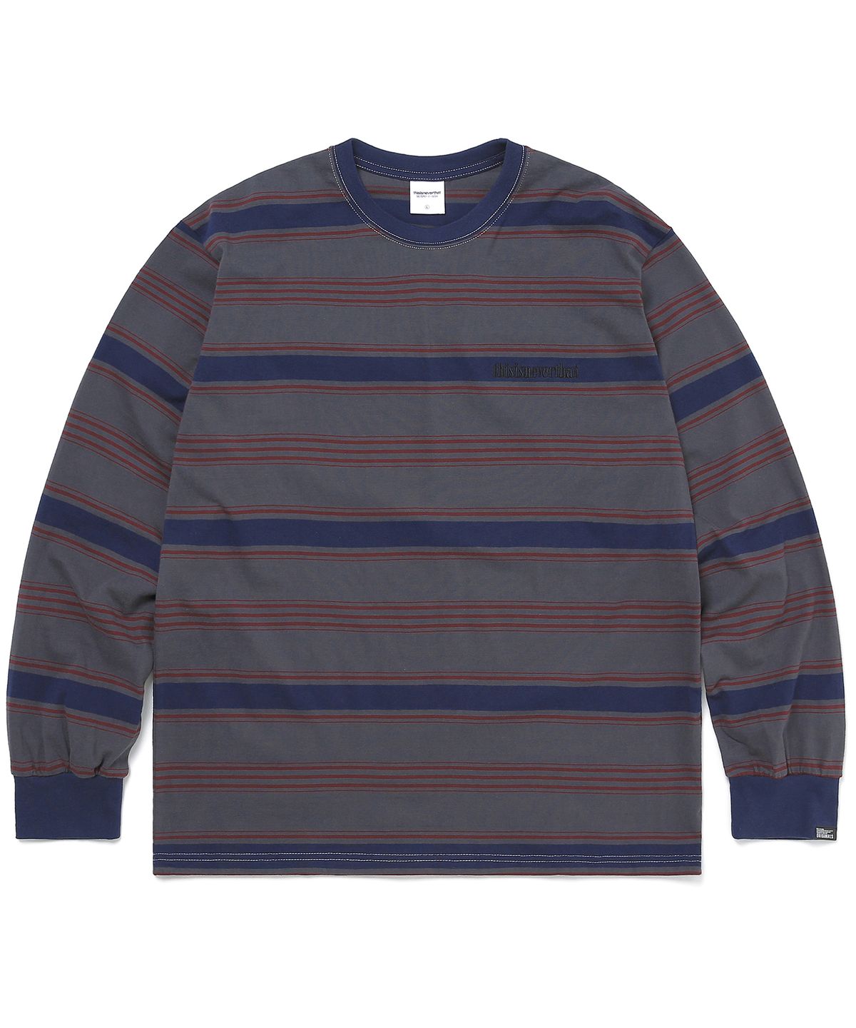 디스이즈네버댓(THISISNEVERTHAT) Onyx Striped L/SL Top Navy/Red