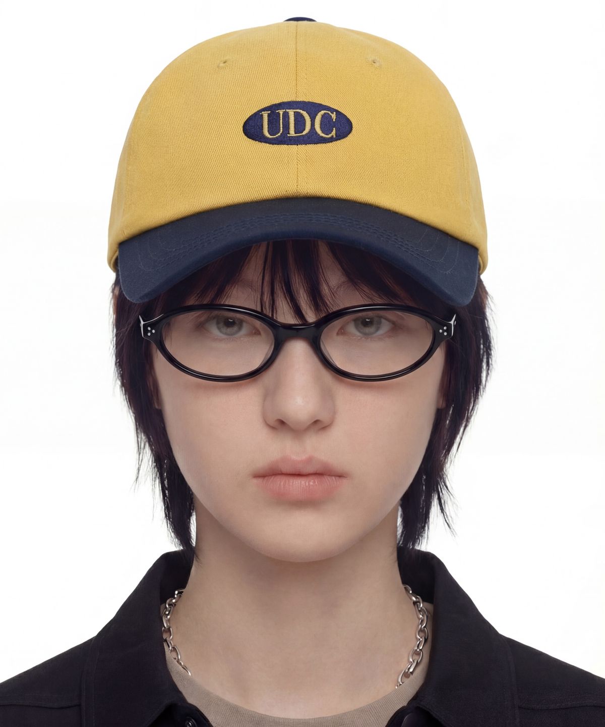 언더컨트롤(UNDERCONTROL) 코튼 로고 볼캡 ES UDC / AUTHENTIC B B / YELLOW NAVY