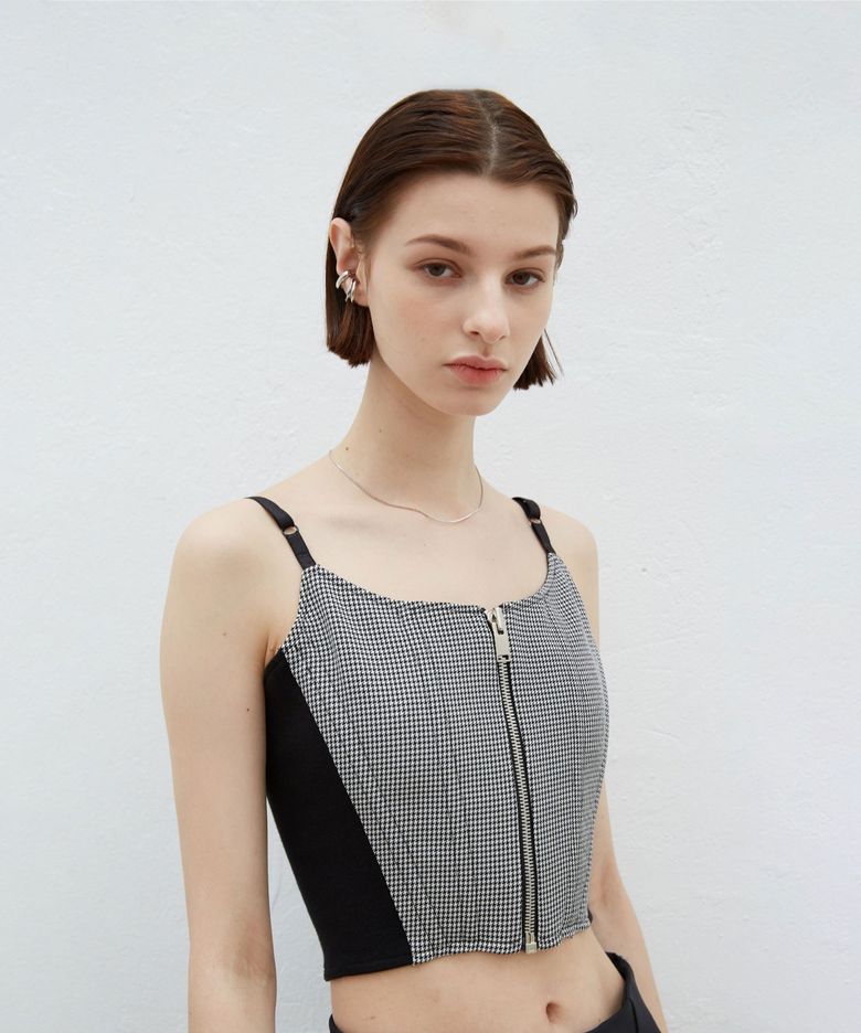 HOUNDSTOOTH CORSET SLEEVELESS