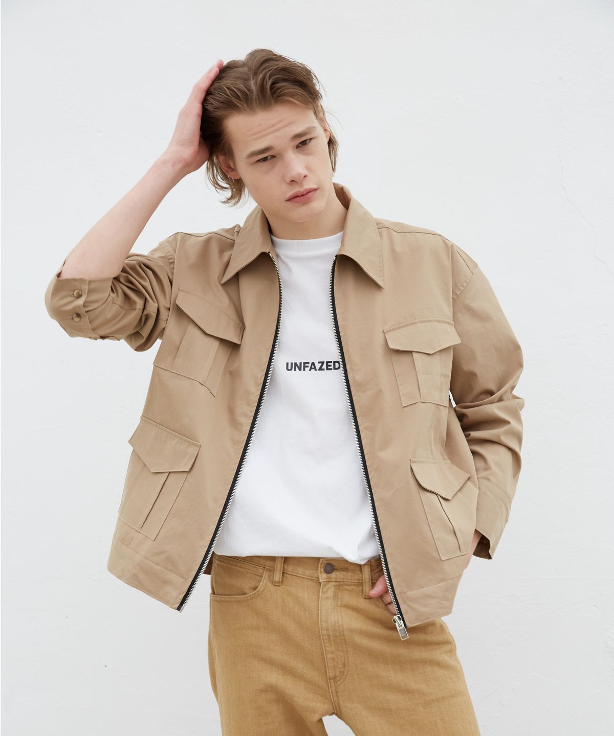 인프랩(INPREP) ZIPPED BEIGE SHIRT JACKET