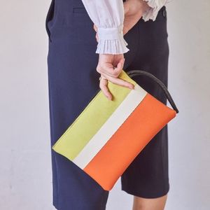 투 칼라 가죽클러치