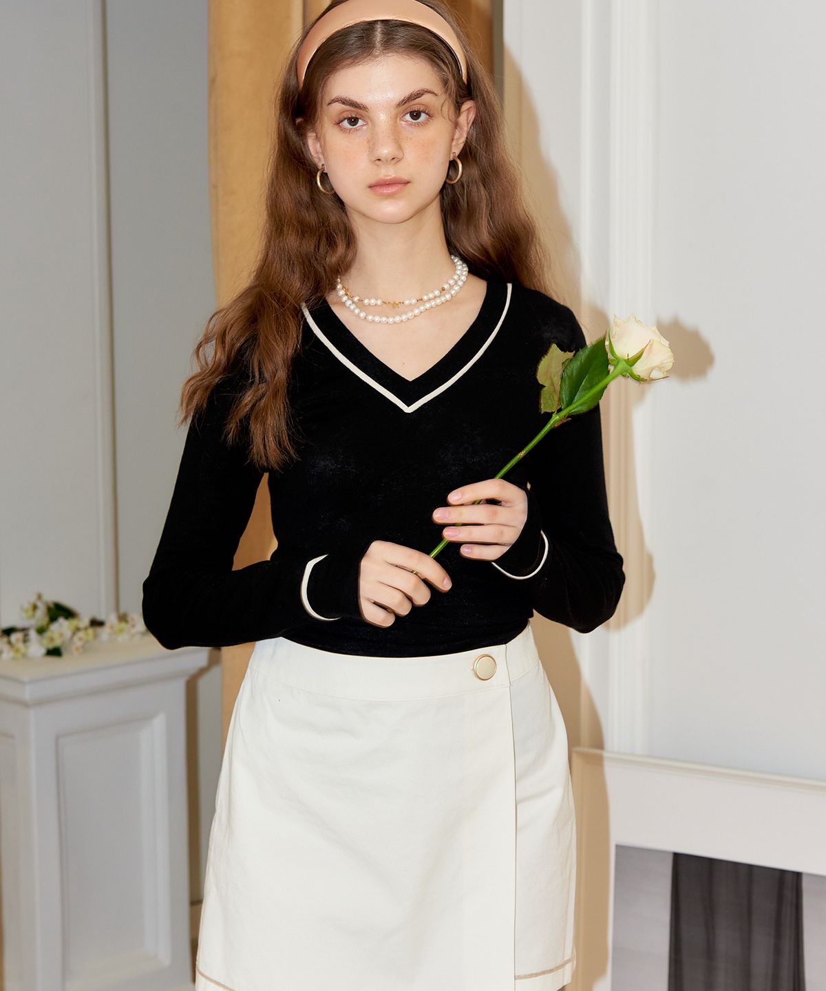 살롱 드 욘(SALON DE YOHN) Wrap Skirt Pants_ Ivory