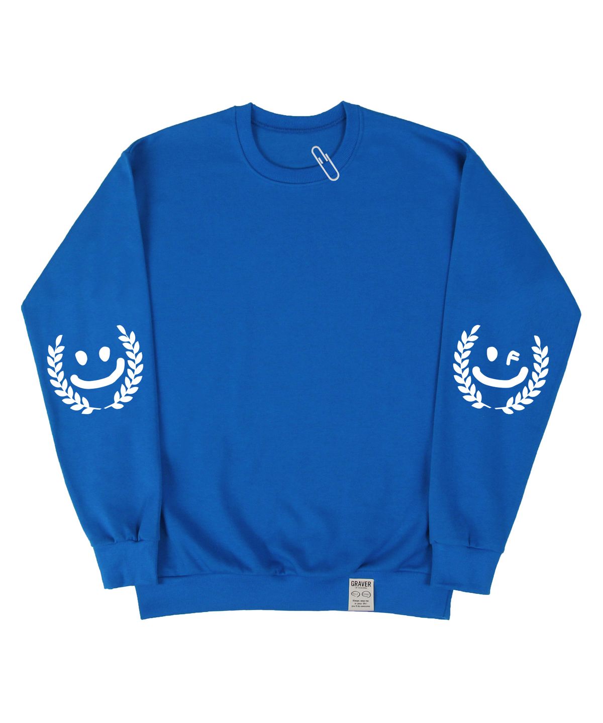 그레이버(GRAVER) [UNISEX]엘보우 월계수 스마일드로잉 맨투맨_코발트블루