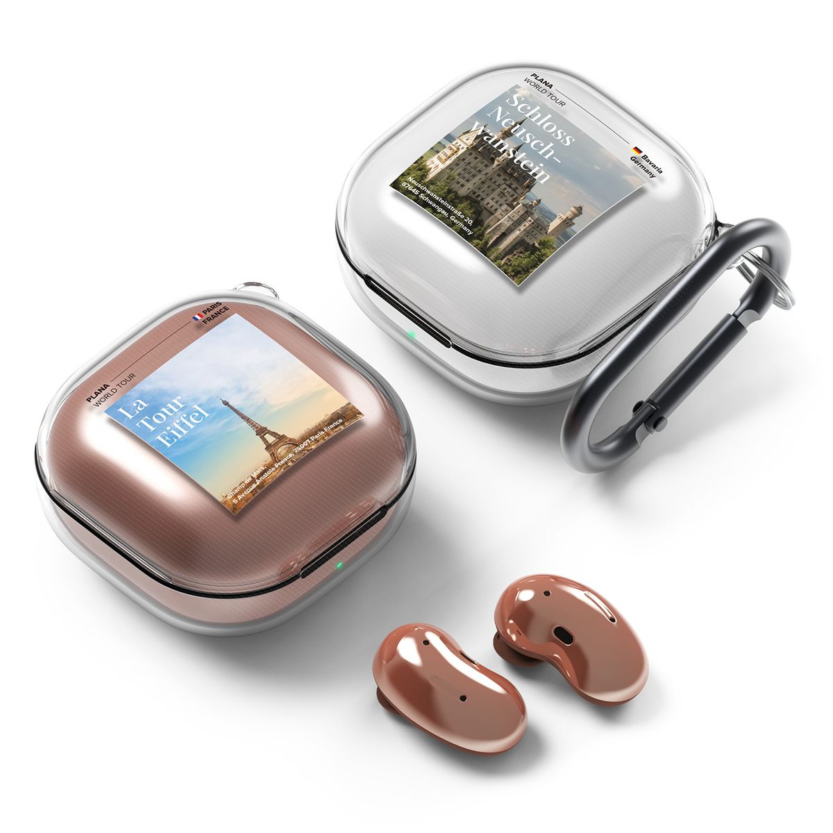 플래나(PLANA) 세계여행 시리즈 갤럭시 버즈2프로 버즈라이브 버즈2 하드 투명 케이스