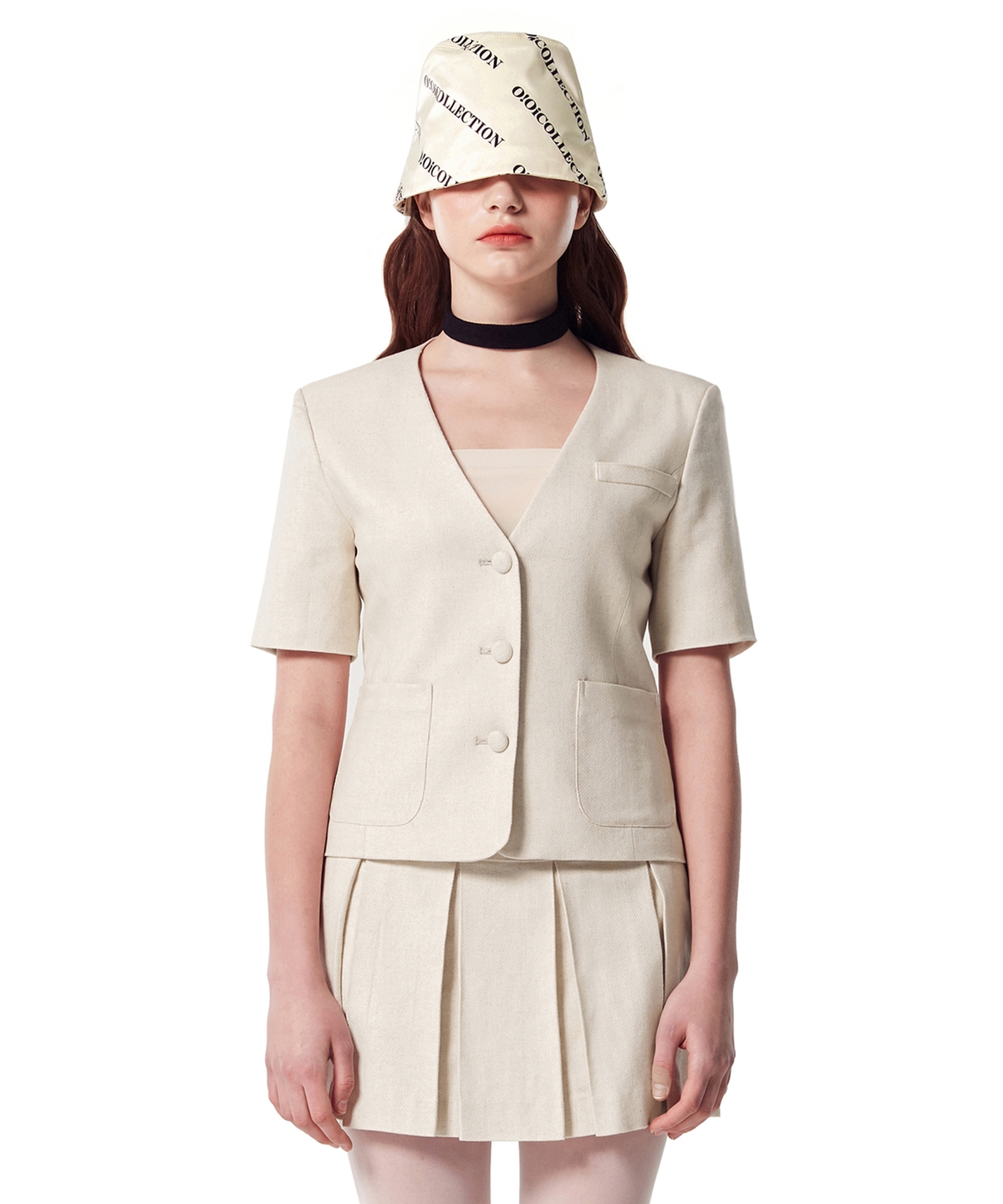 오아이오아이 컬렉션(OIOI COLLECTION) CHOKER HALF JACKET [IVORY]