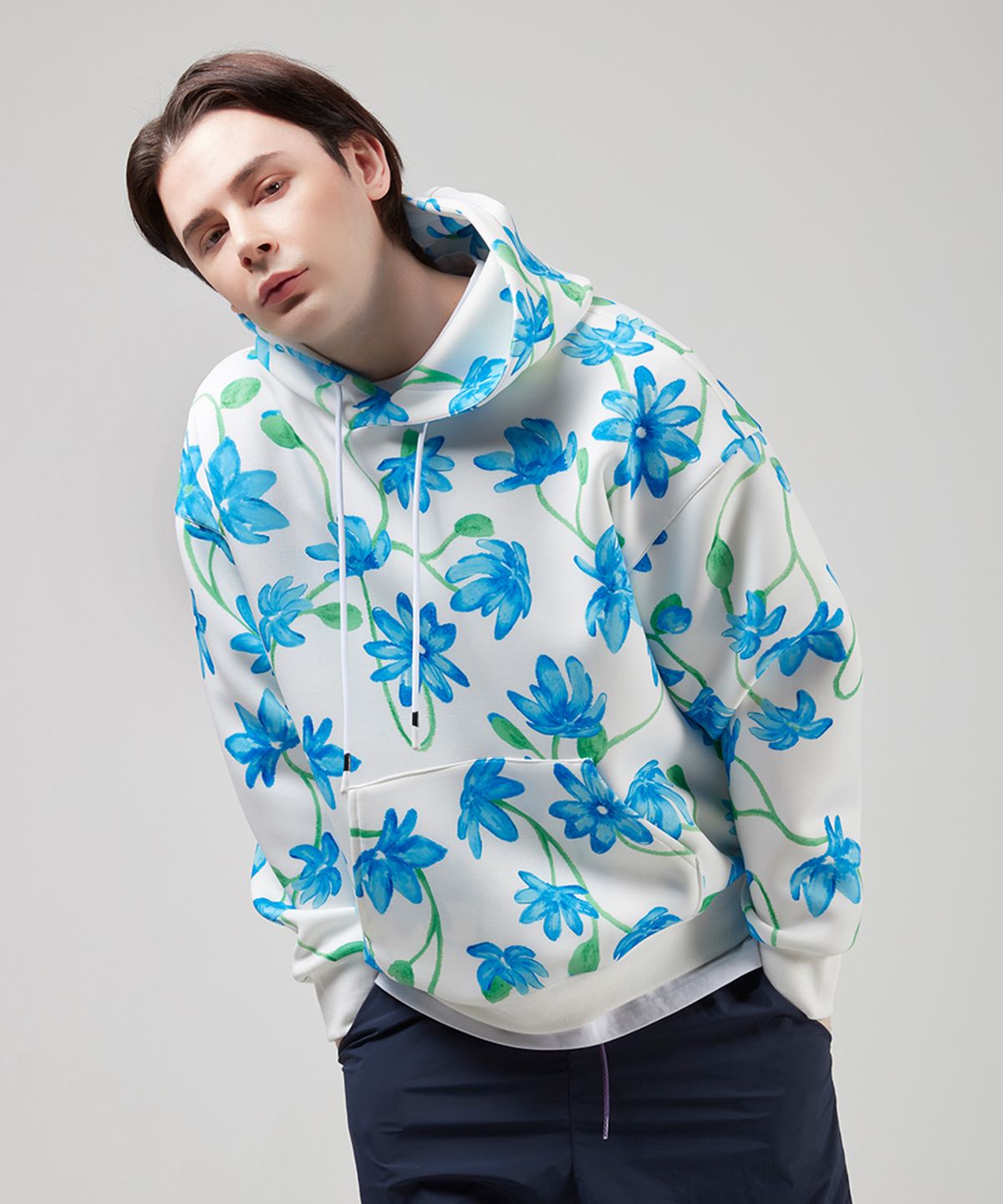 에스에스큐알(SSQR) Unisex Printed Neoprene Hooded Sweatshirt DAHD_Flower