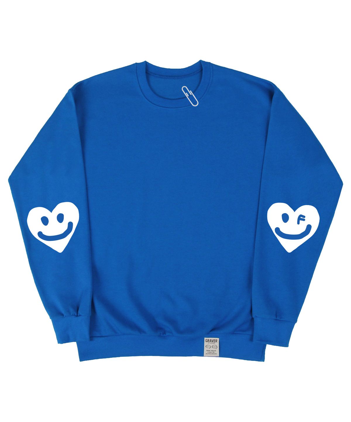 그레이버(GRAVER) [UNISEX]엘보우 드로잉하트 스마일 맨투맨_코발트블루