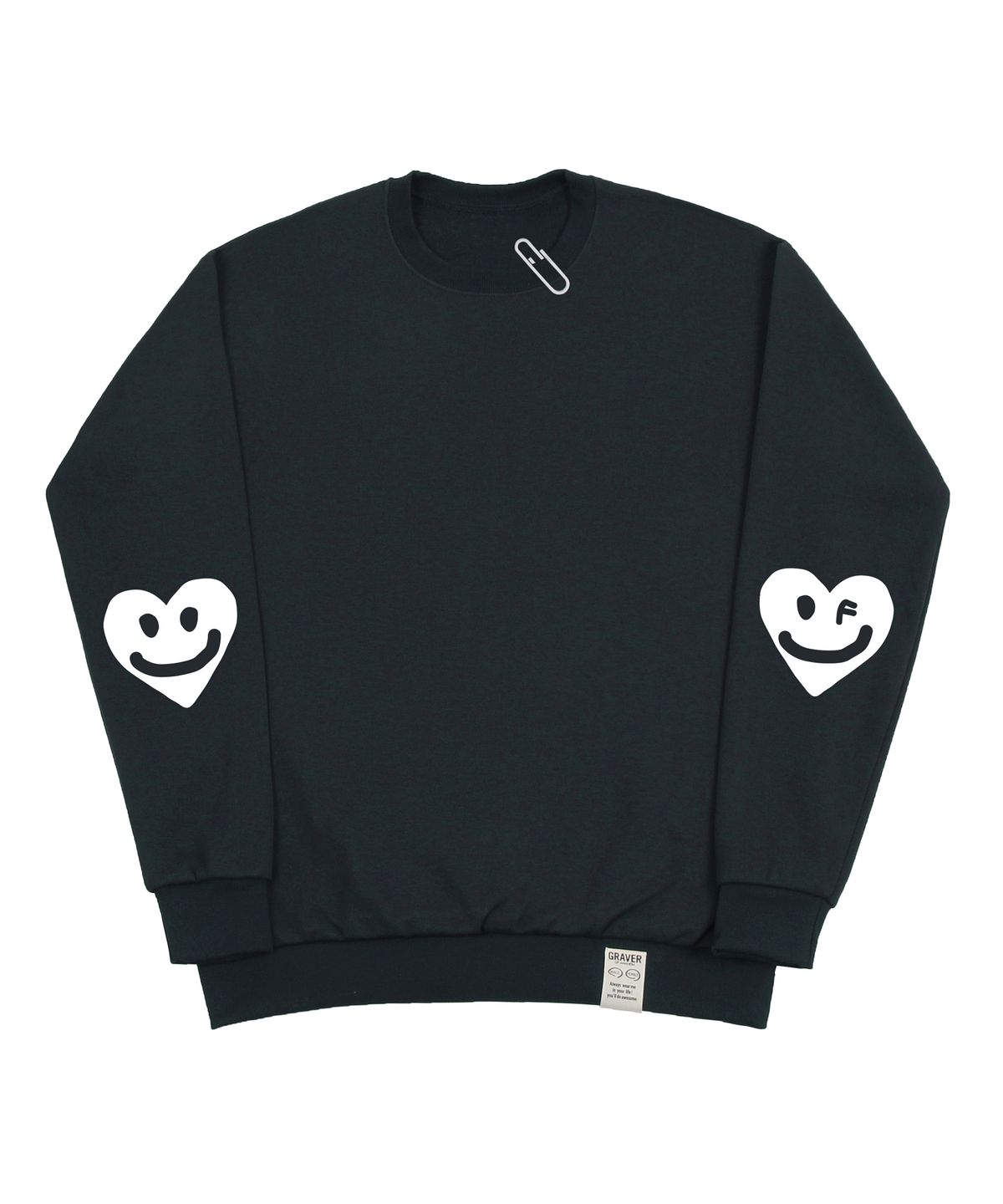 그레이버(GRAVER) [UNISEX]엘보우 드로잉하트 스마일 맨투맨_차콜