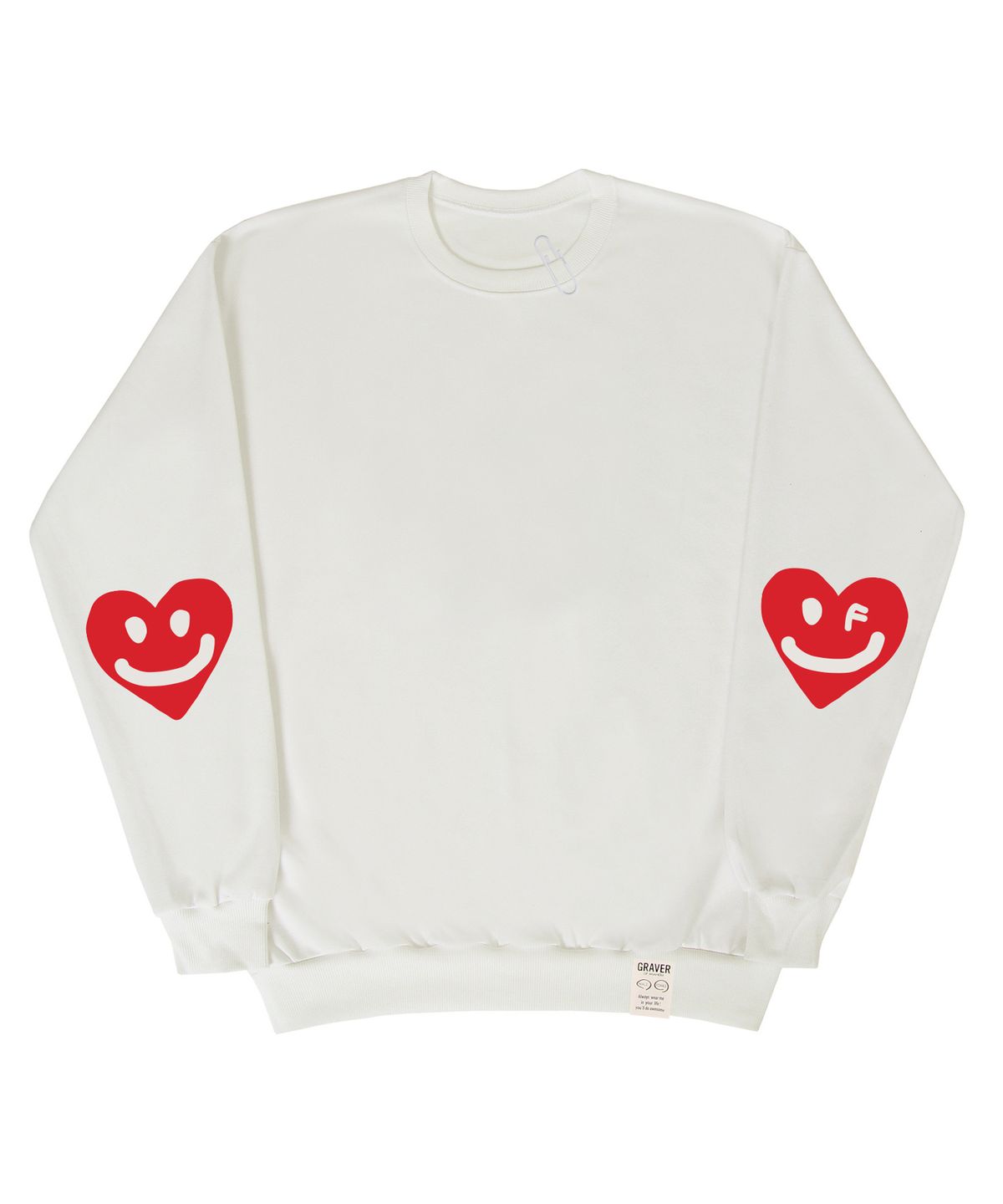 그레이버(GRAVER) [UNISEX]엘보우 드로잉하트 스마일 맨투맨_아이보리