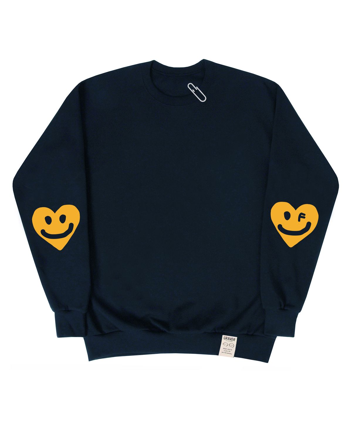 그레이버(GRAVER) [UNISEX]엘보우 드로잉하트 스마일 맨투맨_네이비
