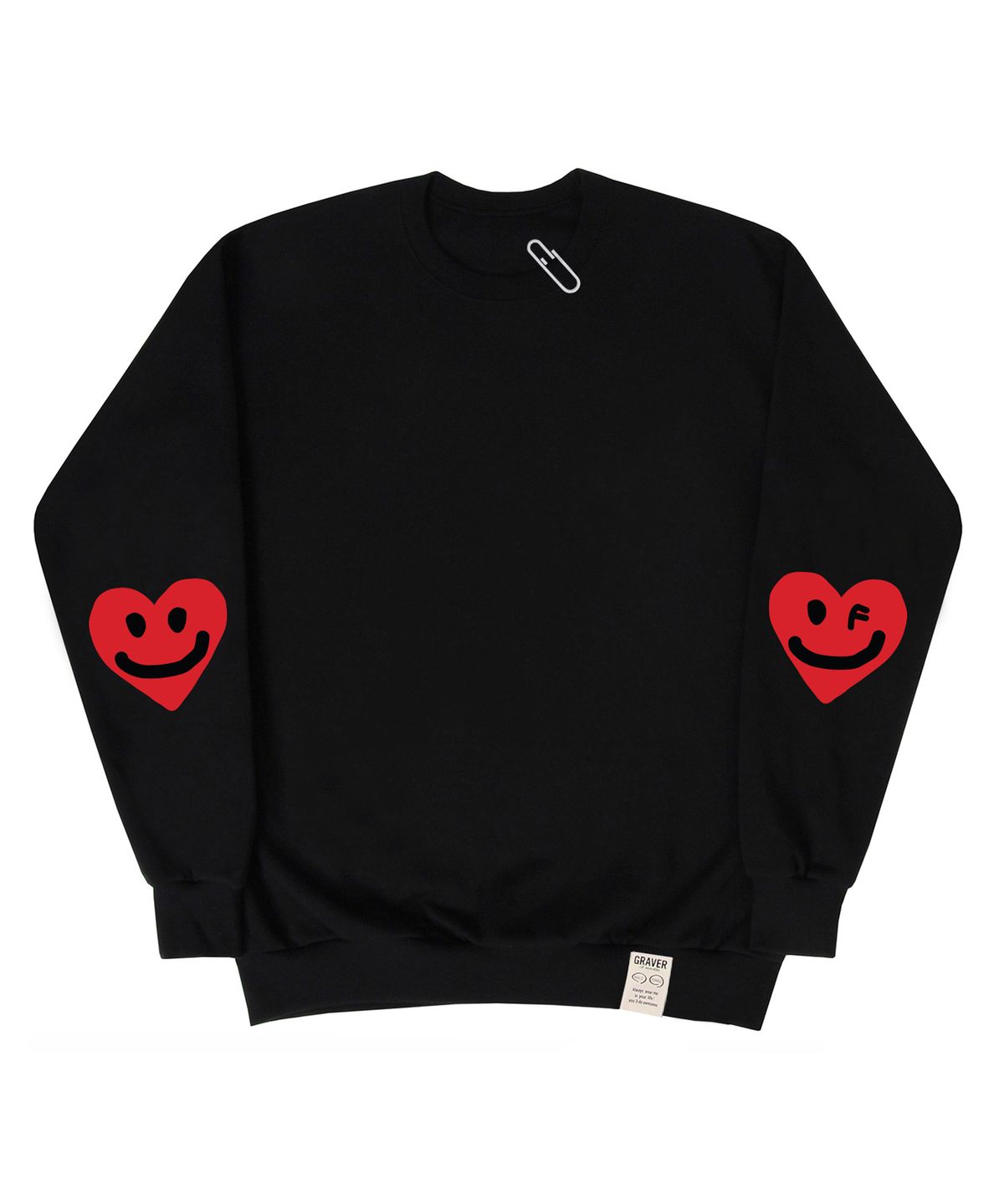 그레이버(GRAVER) [UNISEX]엘보우 드로잉하트 스마일 맨투맨_블랙