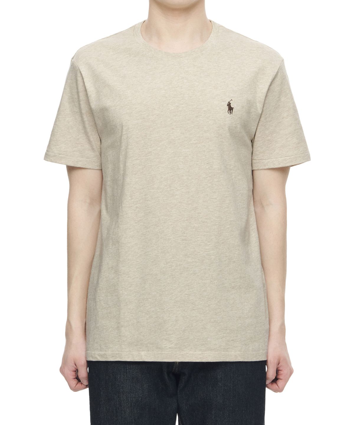 폴로 랄프 로렌(POLO RALPH LAUREN) 커스텀 슬림 핏 코튼 티셔츠 - 그레이