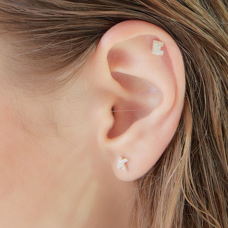 [SILVER] INITIAL CUBIC E (2 COLOR)
