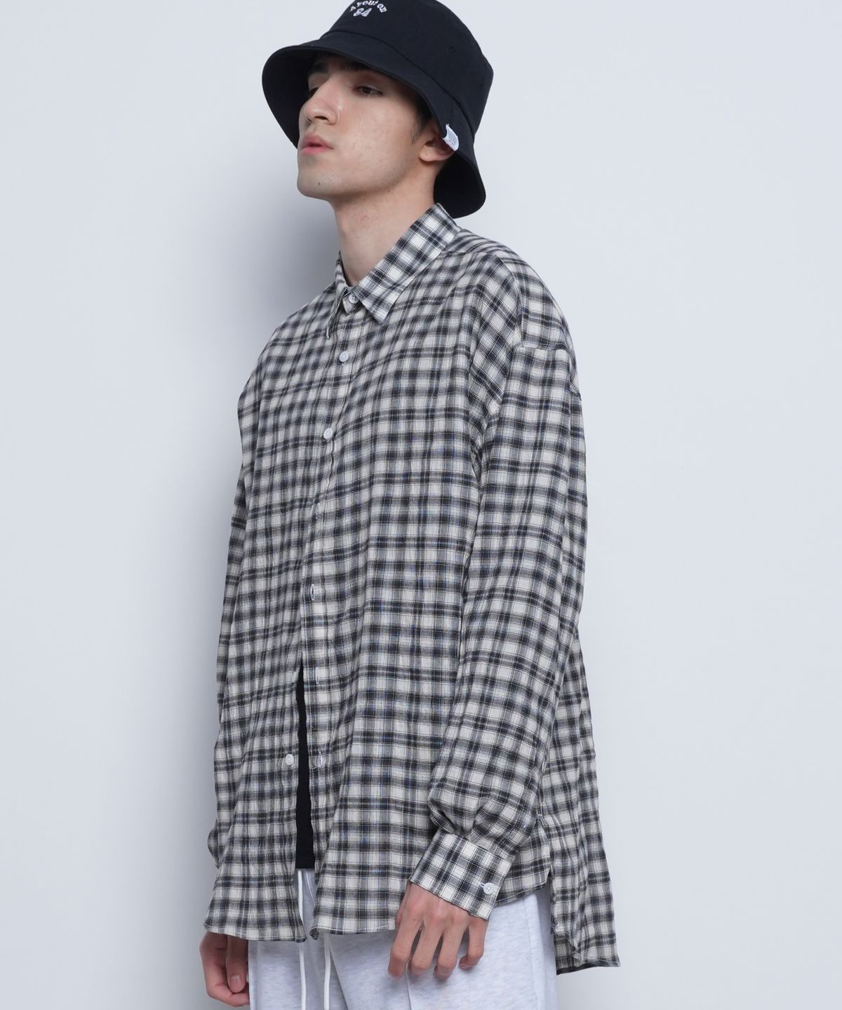 에이본(THE-ABON) M/W07 non check over shirts black