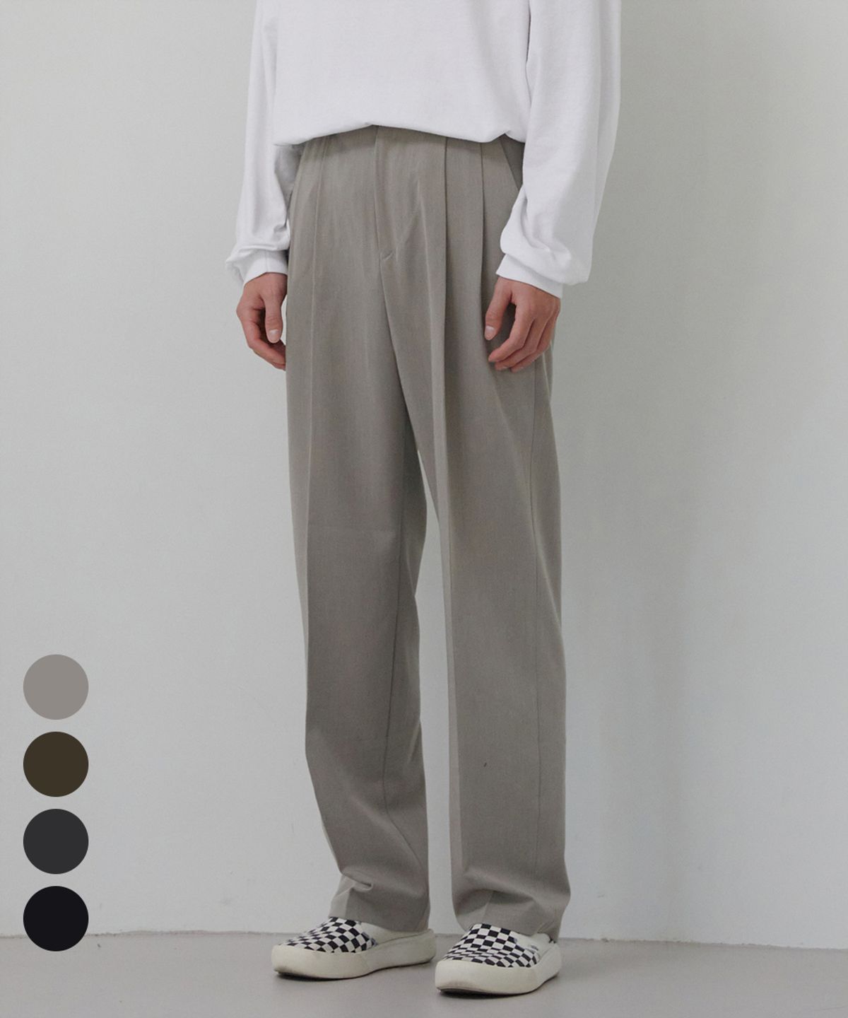 주앙옴므(JUAN HOMME) 2 PLEATS WIDE BAND TROUSER (4 COLOR)