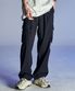 Wide String Cargo Slacks Pants - Navy