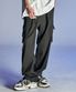 Wide String Cargo Slacks Pants - Charcoal