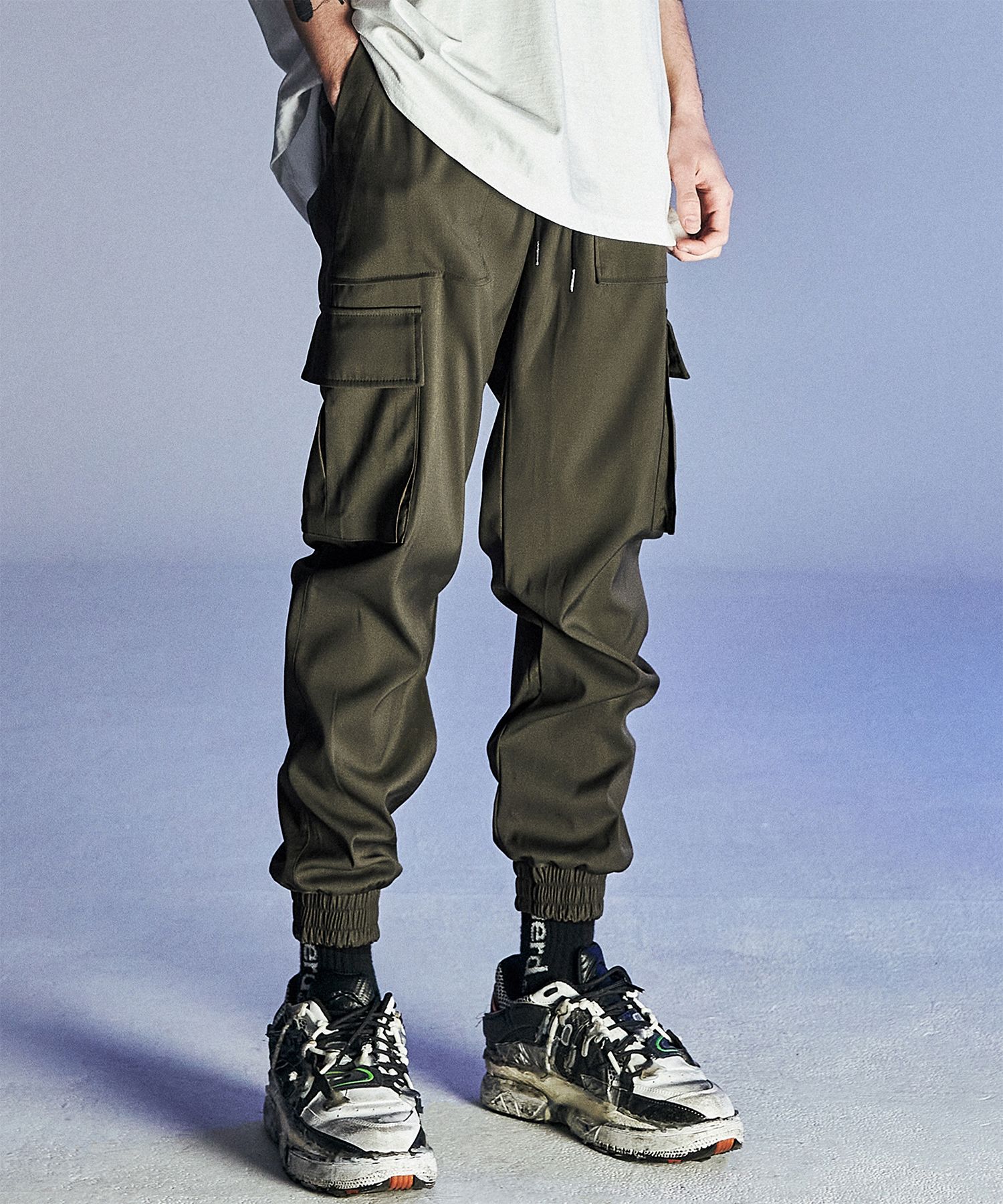 デニム・ジーパン NOT4NERD Cargo Jogger Slacks Pants Black PT021BK MUSINSA | NOT4NERD Wide String Cargo Slacks Pants - Black
