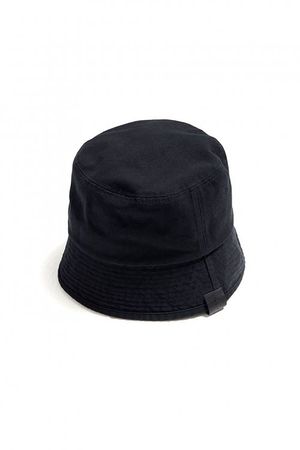 ACOMMA 가죽 라벨 하프폴드 버킷햇(블랙)