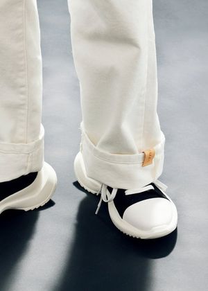 리버시블 가죽 라벨 와이드 데님 팬츠 (크림화이트)