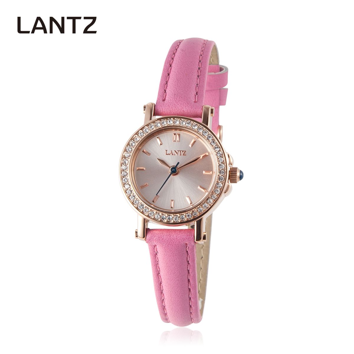 란쯔(LANTZ) LA-1215PK_여자 가죽밴드 시계_핑크