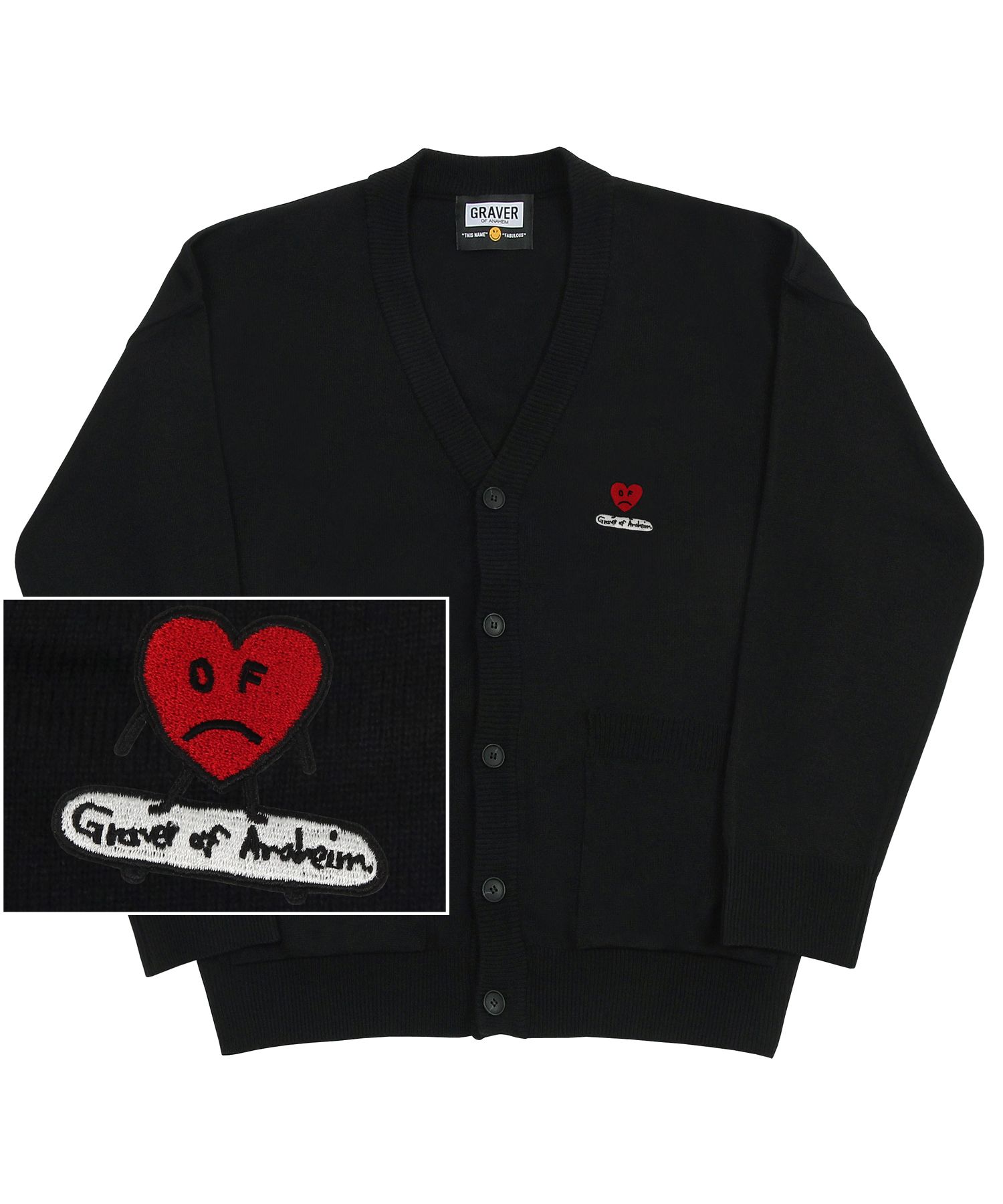 【GRAVER】heartboard embroidery knit cardigan MUSINSA | GRAVER [UNISEX] HEARTBOARD EMBROIDERED KNIT