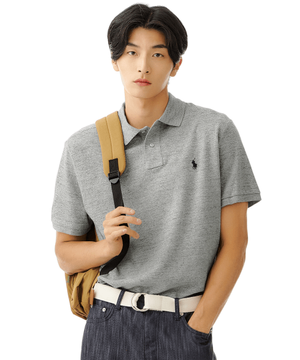 [적립금 5%] 커스텀 슬림핏 메시 폴로 셔츠 - 그레이