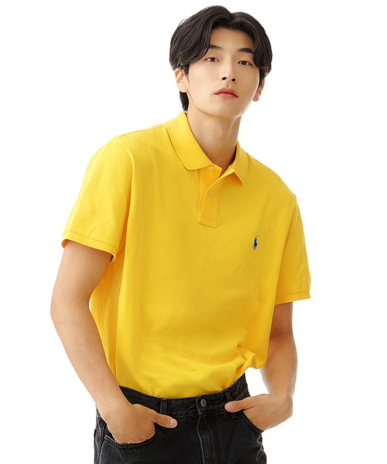 [적립금 5%] 커스텀 슬림핏 메시 폴로 셔츠 - 옐로우