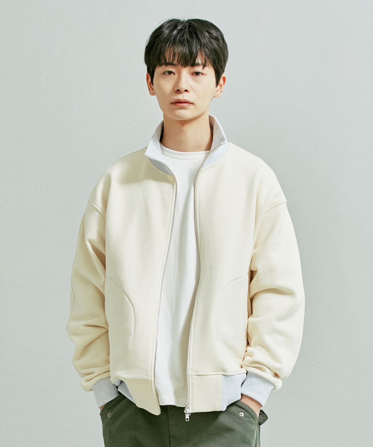 프리즘웍스(FRIZMWORKS) HEAVYWEIGHT SWEAT TANKER JACKET _ OATMEAL