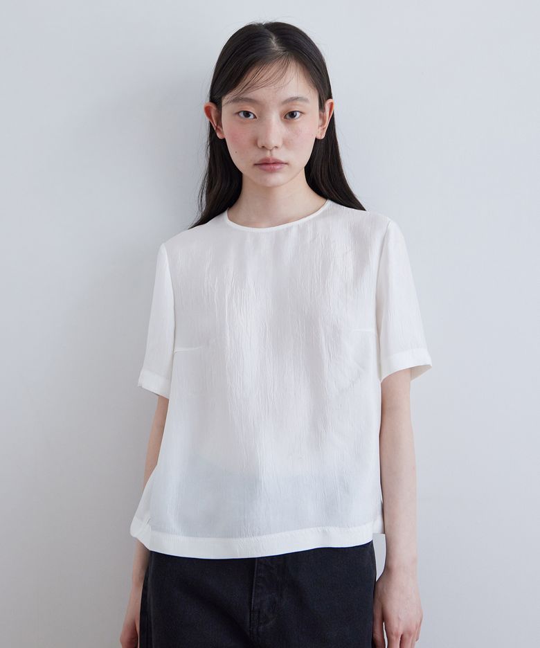 CRACK HALF SLEEVES BLOUSE_WHITE