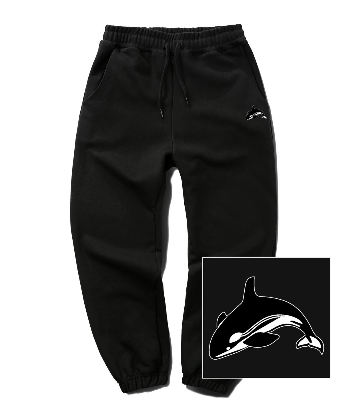 트립션(TRIPSHION) DOLPHIN LOGO 조거 스웨트 팬츠 - 블랙
