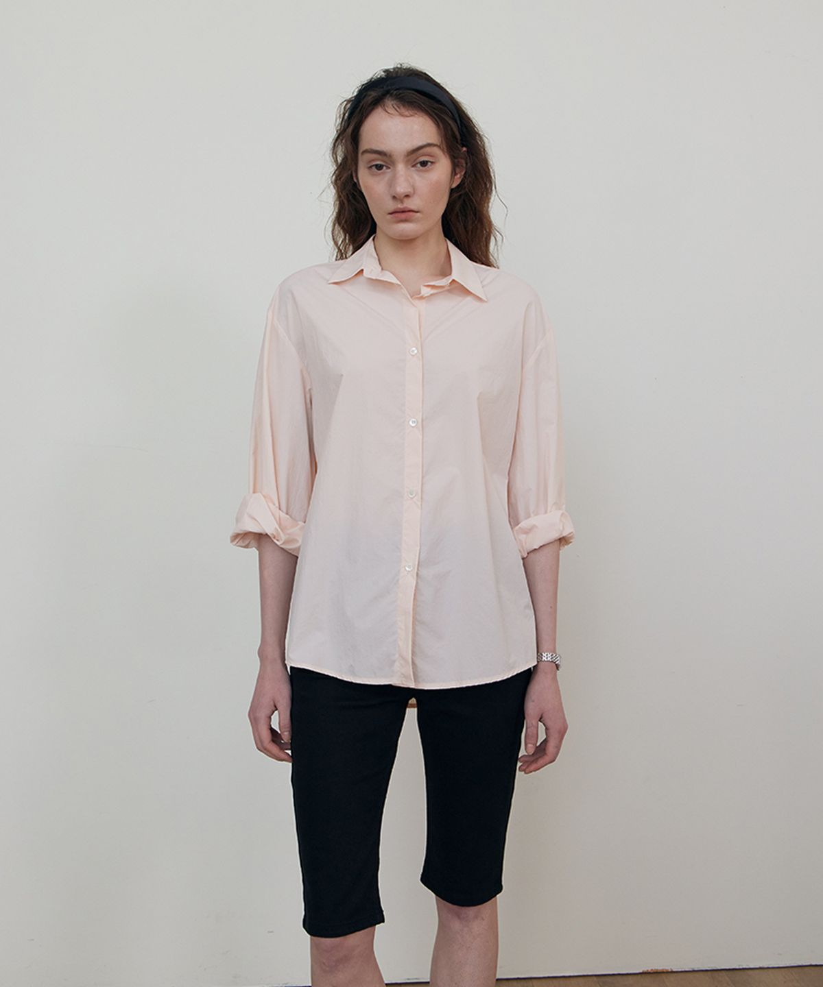 스텝어라운드(STEP AROUND) Oversize plen shirt_PINK