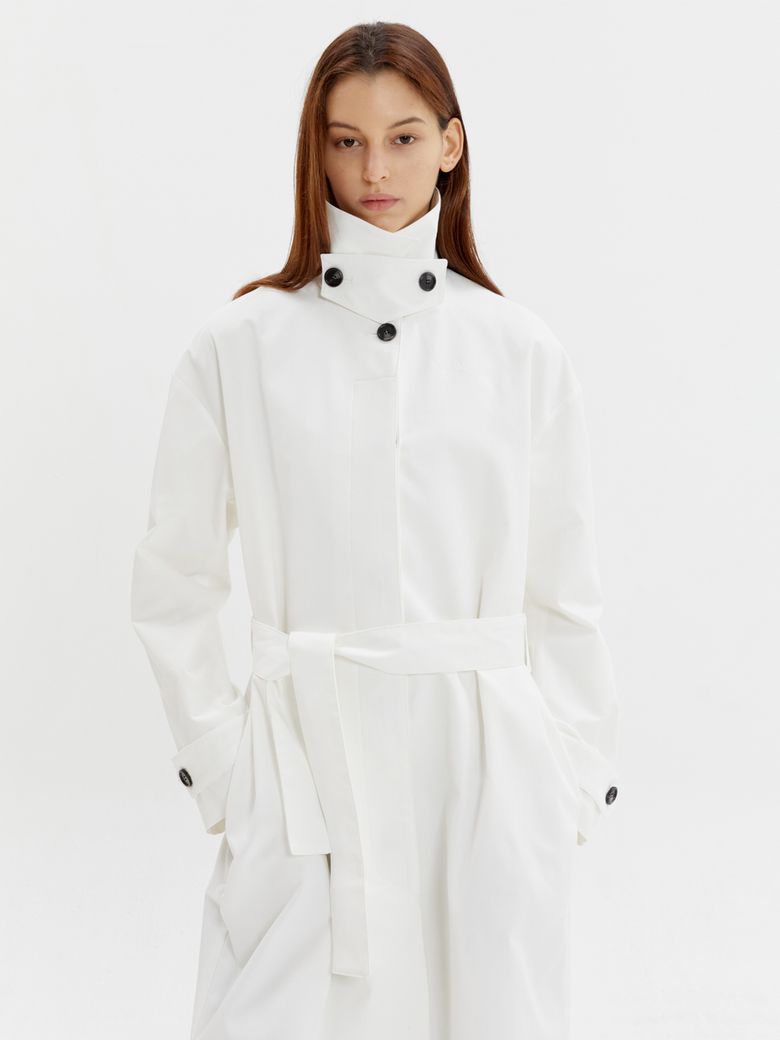 COTTON-CANVAS TRENCH COAT WHITE