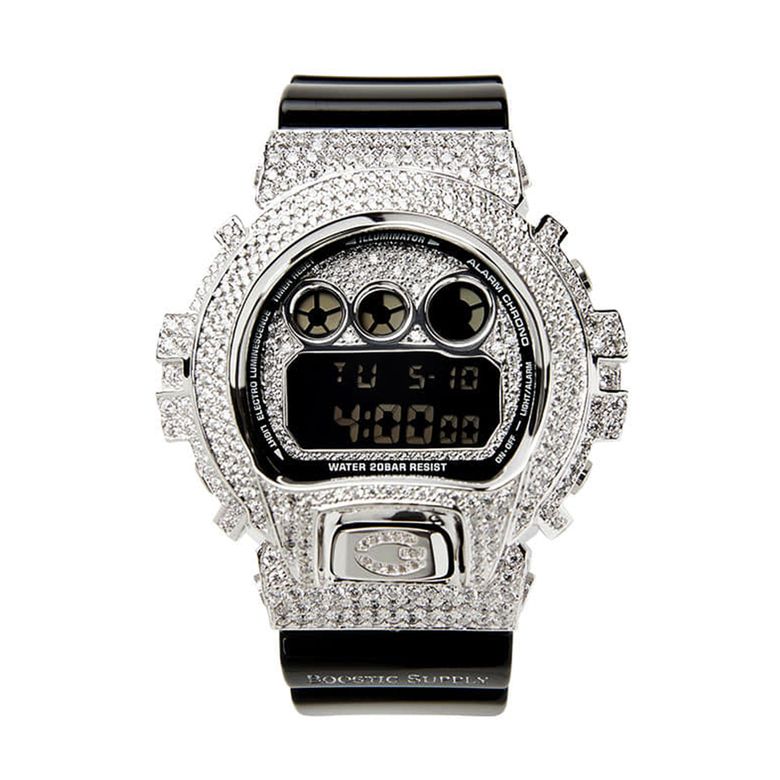 DW6900-GCBKWG WHITE GOLD (BLACK BAND)