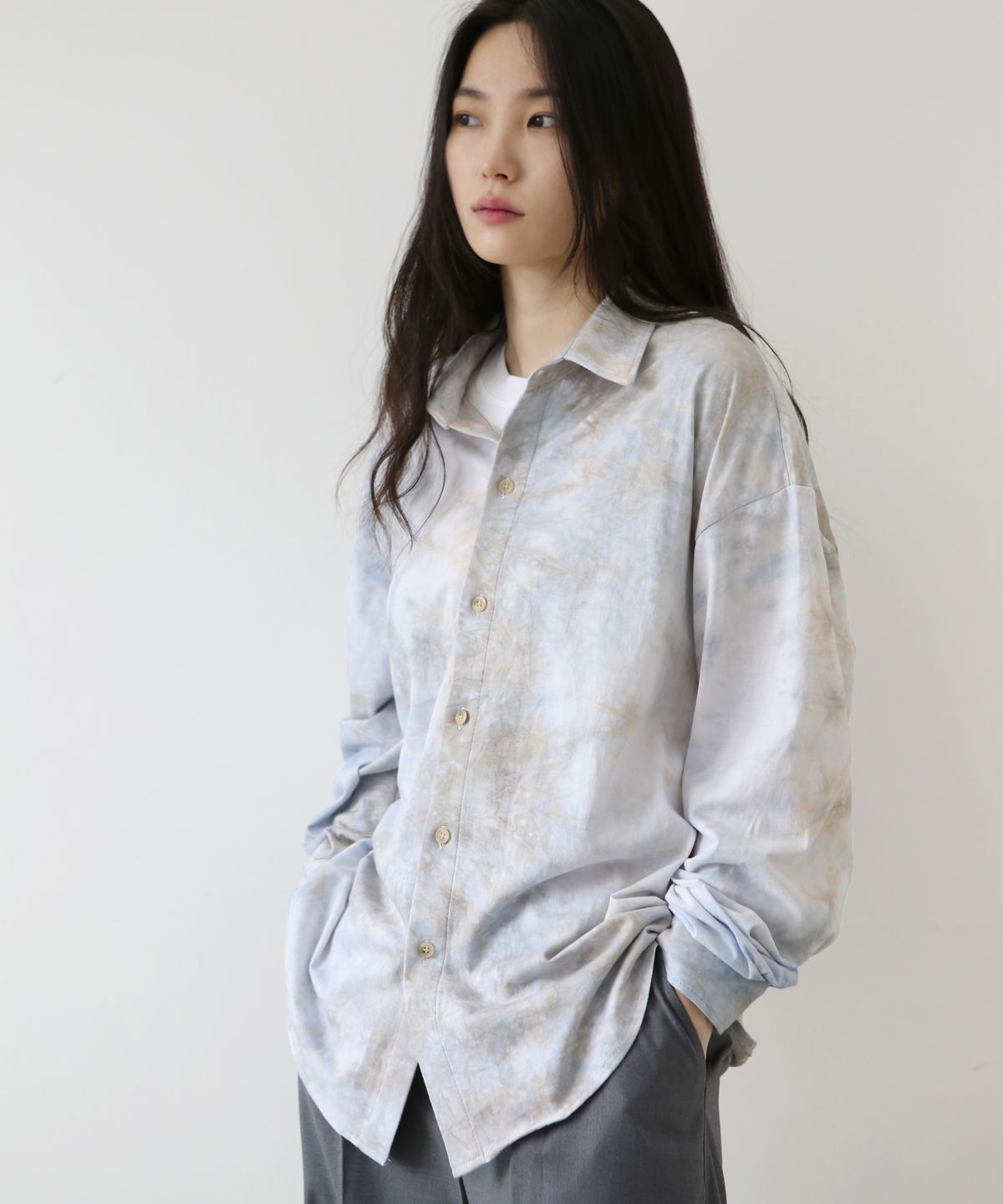 뉴킷(NEW:KIT) 타이다이 싱글 셔츠 [Blue-brown]