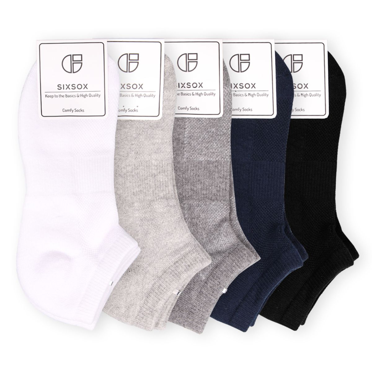 식스삭스(SIXSOX) 5P_데일리 스포츠 매쉬 컬러양말 [ 발목/공용 ][5colors]